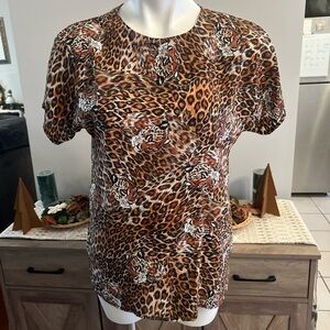 Jordana vintage all over leopard cheetah animal print top